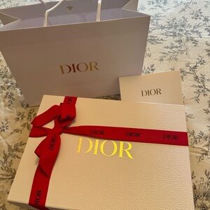Dior Luxury Box with Red Ribbon and Gold Logo